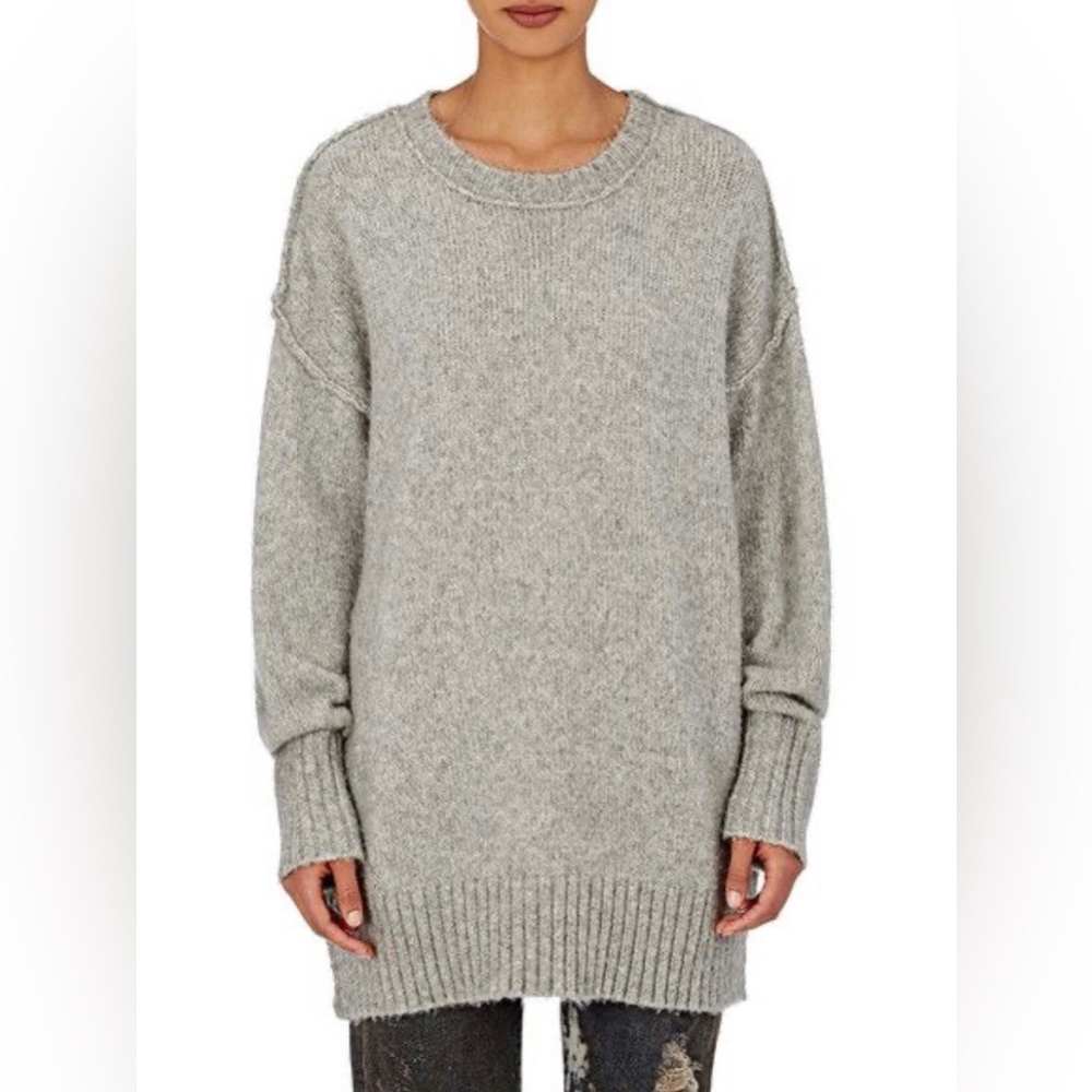 R13 oversize light gray soft fuzzy crewneck sweater size M